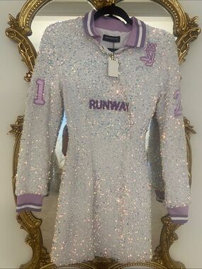 Justin Boots Iridescent Sequin Polo Top with Lavender Trim